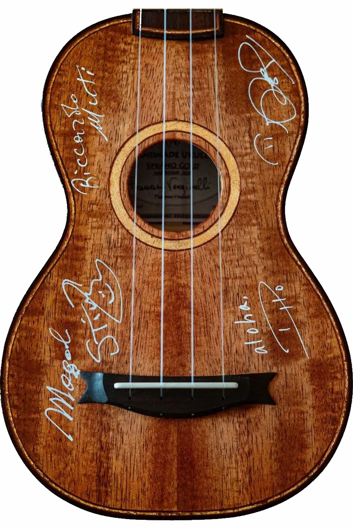 Dettaglio ukulele d'oro
